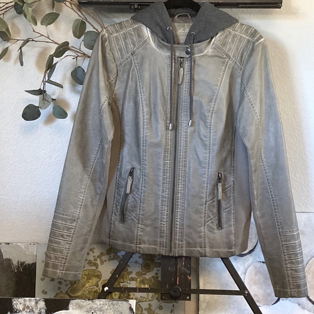 COPY - NWOT Hooded Jacket Faux Leather
